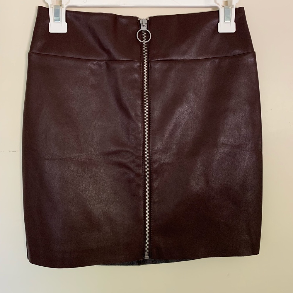 Express Faux Leather Burgundy Skirt